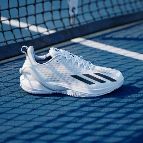 White Adizero Cybersonic Tennis Shoes