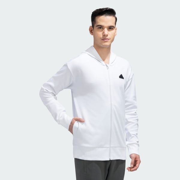 White FUTURE ICONS BADGE OF SPORT FULLZIP HOODIE