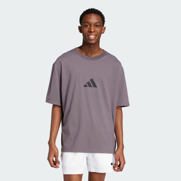 สีเทา เสื้อยืดทรงหลวม adidas Z.N.E.