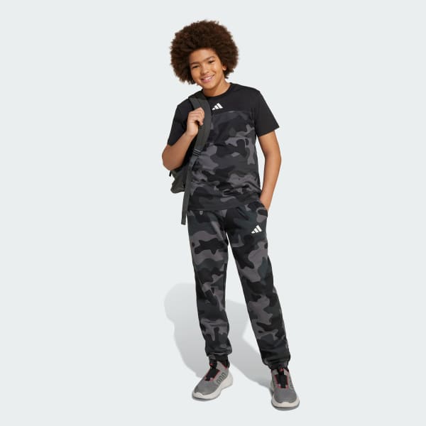 Negro Pantalón de felpa con estampado de camuflaje Seasonal Essentials para niños