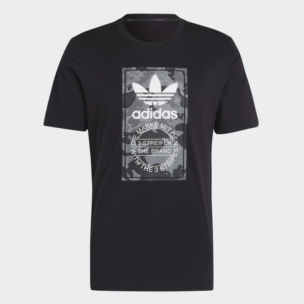 Negro Camiseta Estampada Camo Tongue Label