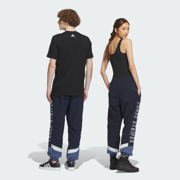 ブルー ワーディング ルーズフィット フレンチテリー ウーブンカフパンツ