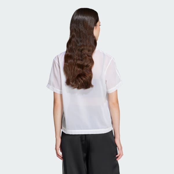 สีขาว เสื้อยืด Adicolor Sheer 3-Stripes