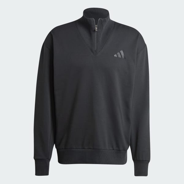 adidas ALL SZN Fleece Quarter Zip Crew Sweatshirt Black Free Shipping with adiClub adidas US
