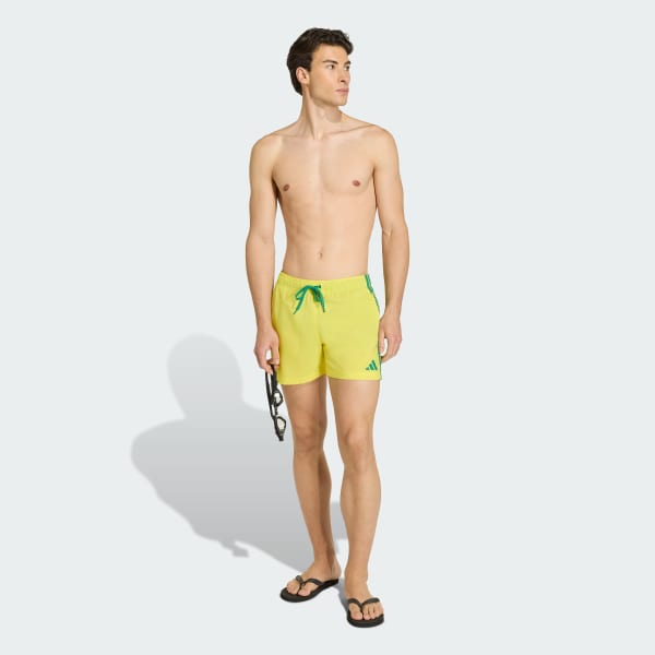 Amarillo Shorts de natación 3 Franjas 13 cm