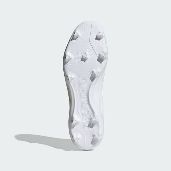 Blanco Bota de fútbol Predator League Laceless césped natural seco