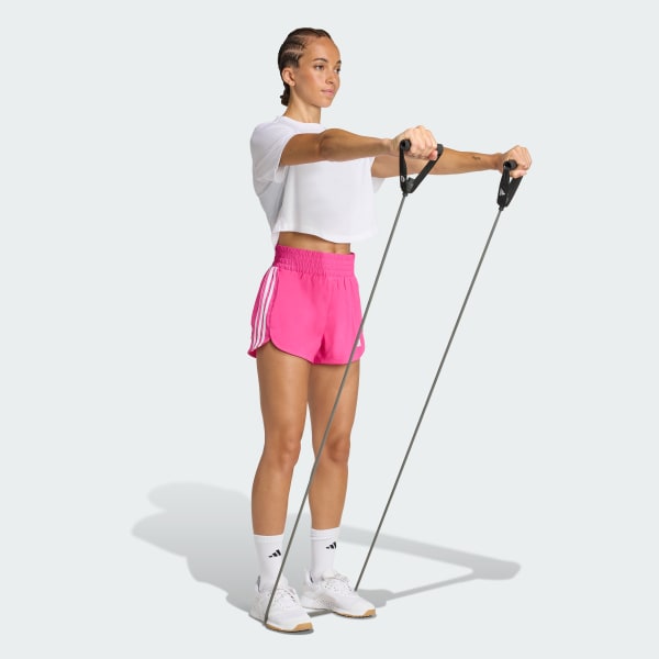 Rosa Shorts Pacer Training 3 Tiras Tejidos Corte Alto