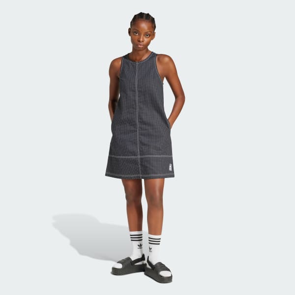 Gris Vestido peto Allover Print Midi