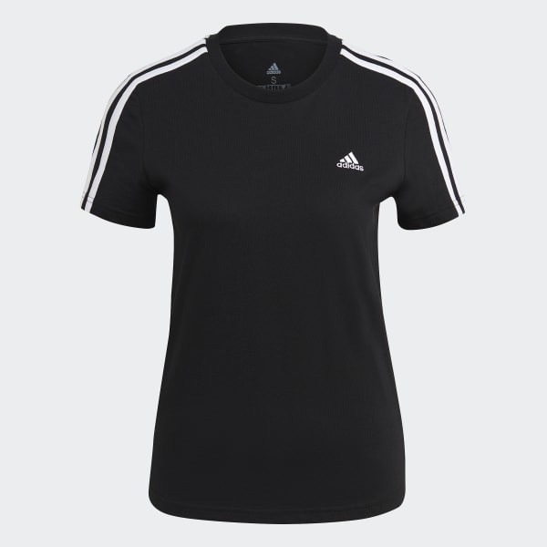 Black Essentials Slim 3-Stripes T-Shirt