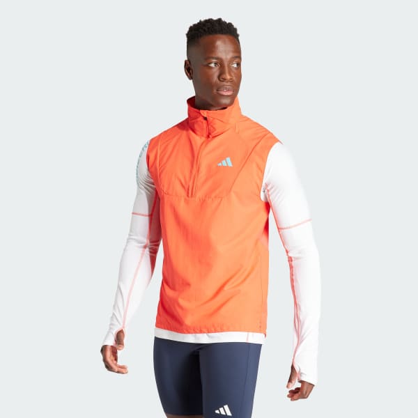 adidas Adizero Half Zip Running Vest Orange adidas Malaysia