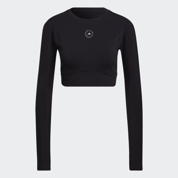 adidas Sports Club Long Sleeve Crop Tee - Black | Women's Training | adidas  US