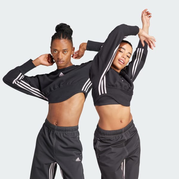 adidas Dance 3-Stripes Corset-Inspired Sweatshirt - Black | Women's ...