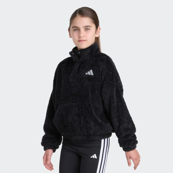 adidas Mock Neck Sherpa Sweatshirt - Black | Free Shipping with
