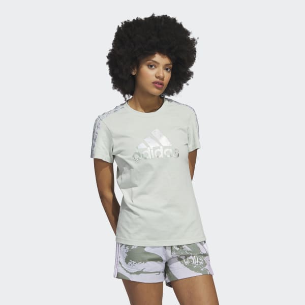 Green Soft Luxe 3-Stripes Tee