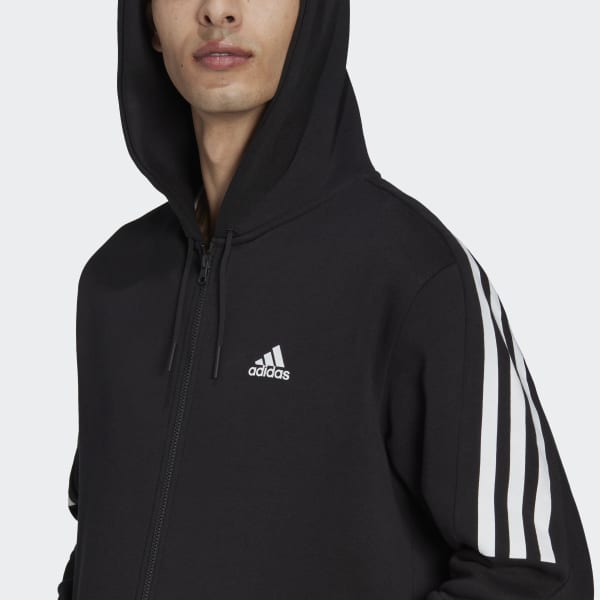 Czerń Future Icons 3-Stripes Fleece Full-Zip Hoodie RK469