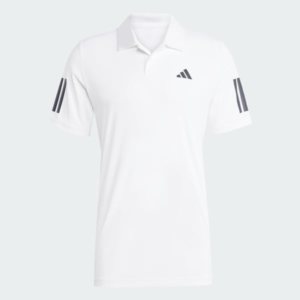 Blanco Polo Cuello Camisa de Tenis Club 3 Tiras