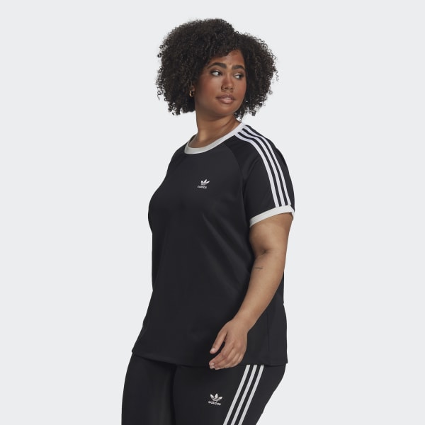 Preto T-shirt Justa 3-Stripes Adicolor Classics (Plus Size)