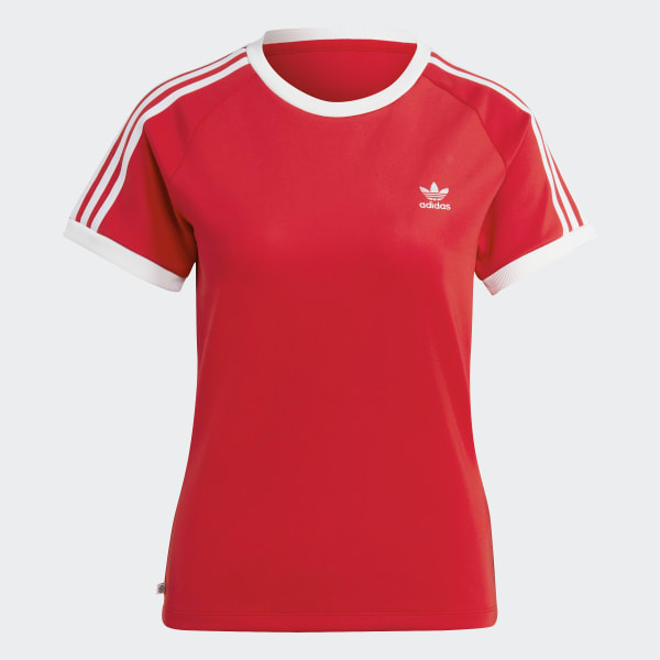 Rojo Remera Adicolor Classics 3 Tiras Ajustada