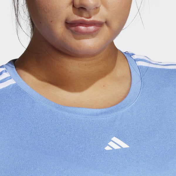 Blue AEROREADY Train Essentials 3-Stripes T-Shirt (Plus Size)
