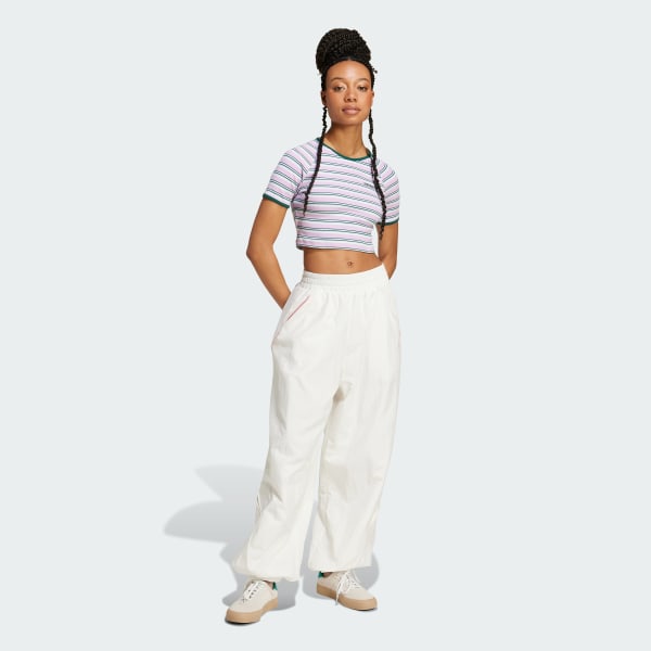 Multicores Camiseta Baby Look Rib Stripe '80s