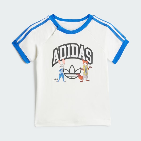 Blanco Conjunto de camiseta y short adidas Disney para niños