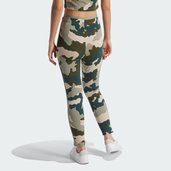 Green Essentials 3-Stripes Camo Print 7/8 Length Leggings