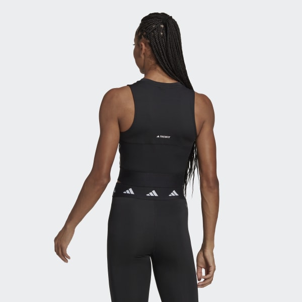 Schwarz Techfit Training Branded Tape Crop-Top N8904