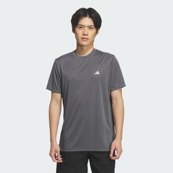 グレー クルーネック 半袖シャツ