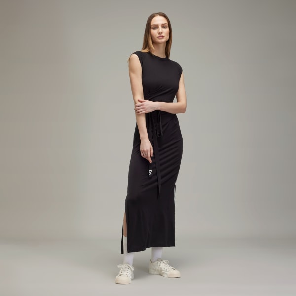 Schwarz Y-3 Tencel Stripes Kleid