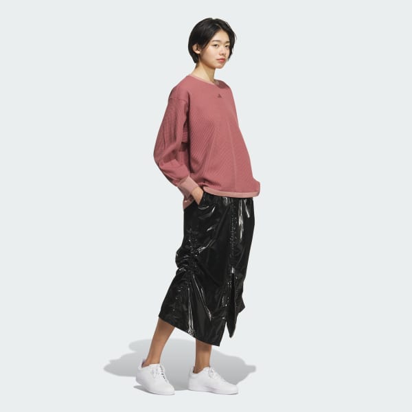 ピンク ラックスフロー オールデイズ ルーズフィット ワッフル フリース クルーシャツ