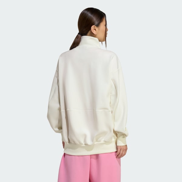 adidas Soft Lux Loose Full-Zip - White | Free Shipping with