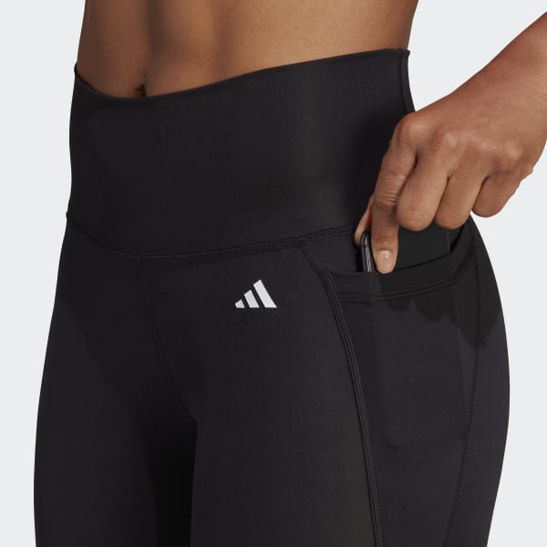Czerń Optime Stash Pocket High-Waisted 7/8 Leggings