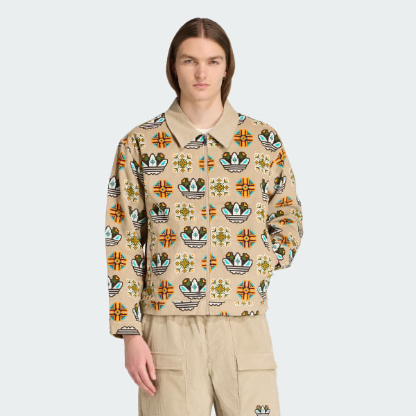 Marron Veste d'entraîneur ample à imprimé monogramme intégral