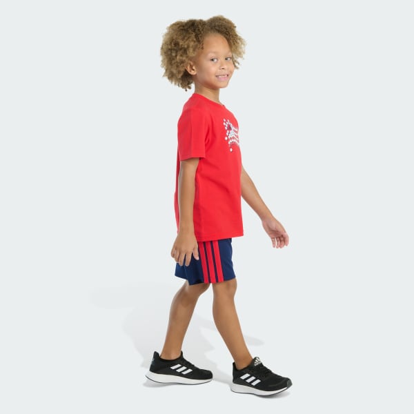 adidas Two-Piece Cotton Tee & 3-Stripes Shorts Set