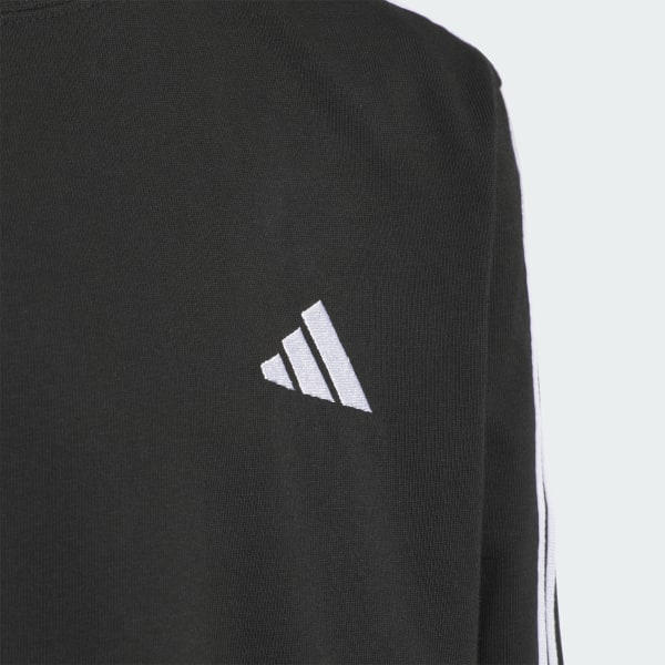 ブラック エッセンシャルズ プラス レギュラーフィット スリーストライプス 長袖Tシャツ キッズ