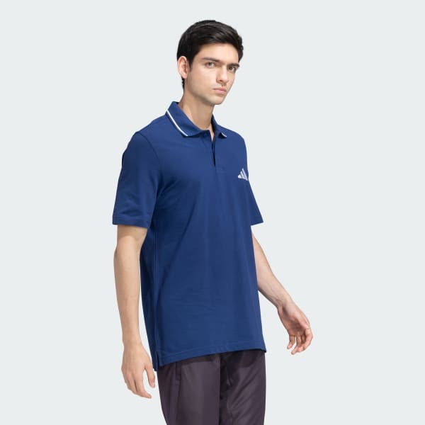 Blue Small Logo Pique Polo Shirt
