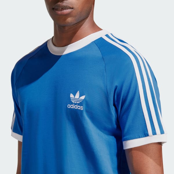 Adidas Originals Retro 3 Stripes T Shirt Blue white