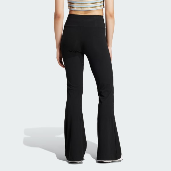 Black Essentials Rib Flared Leggings
