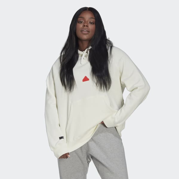 bílá Mikina Oversized Hooded (plus size) UG639