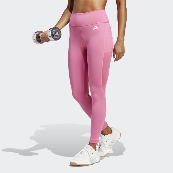 Womens high waisted compression 7/8 leggings adidas AEROKNIT 78 T W pink