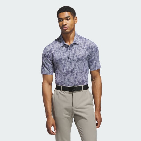 adidas Ultimate365 Textured Print Polo Shirt - Blue | Free