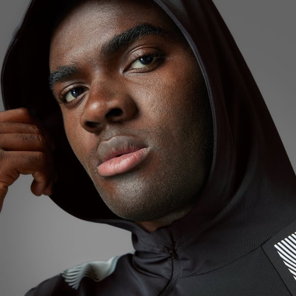 adidas Pro-Series Quarter Zip Hooded Track Jacket - Black