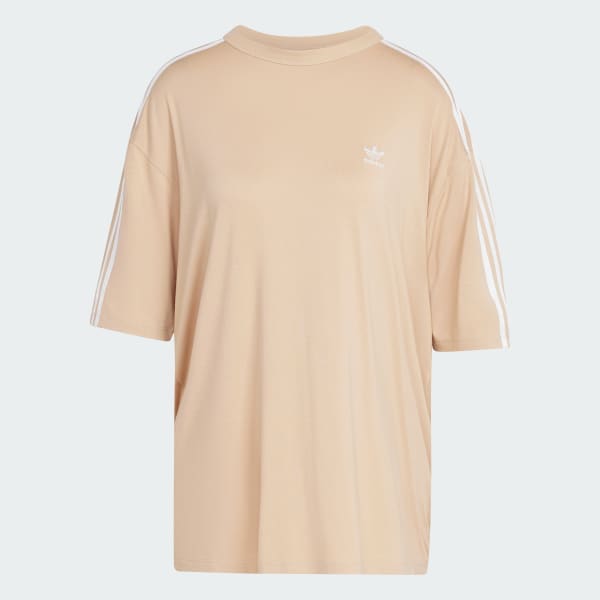 Beige 3-Stripes Oversized Tee