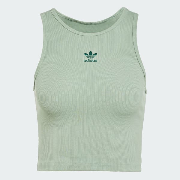 Verde Polo sin Mangas Essentials Acanalado