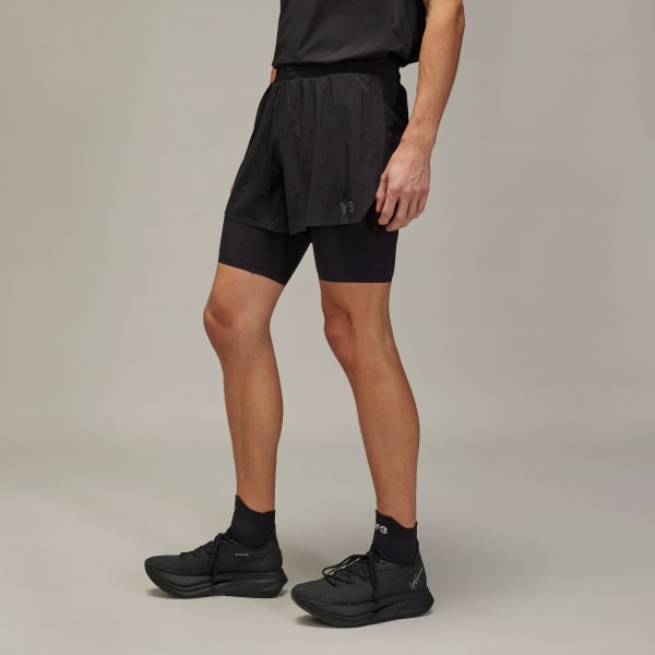 Black Y-3 Running Shorts + Tights