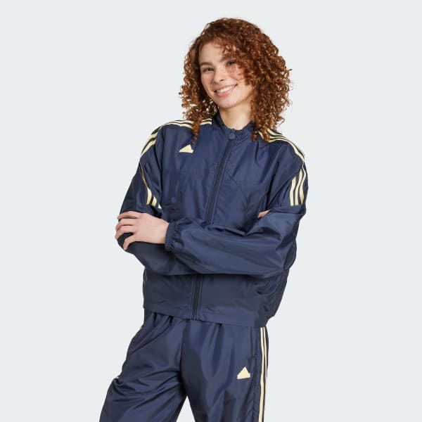 Adidas Tiro Cut 3 Stripes Summer Woven Tracksuit Jacket Blue XL Woman