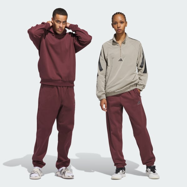 Burgundy adidas Basketball Fleece Joggers (Gender Neutral)