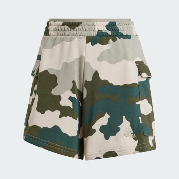 Verde Shorts Cargo Essentials 3 Tiras Estampado de Camuflaje