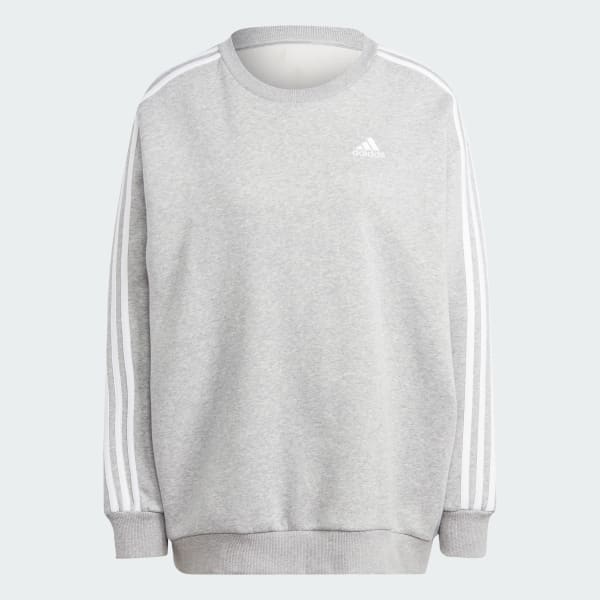 Grey Essentials 3-Stripes Oversized Fleece Sweatshirt