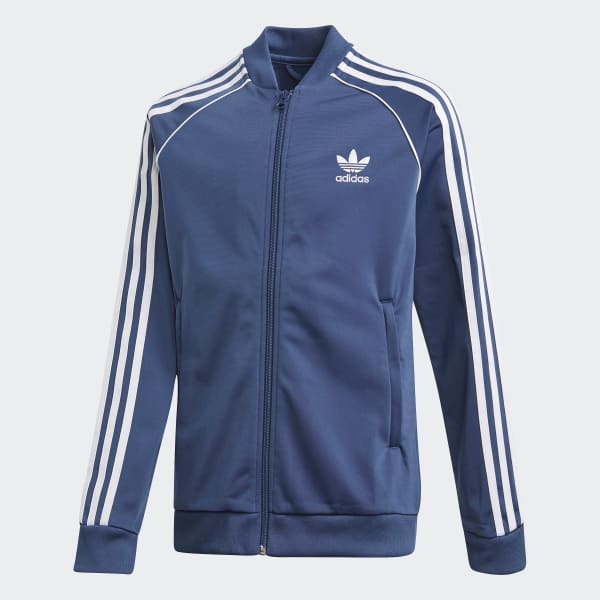 blue and white adidas track jacket